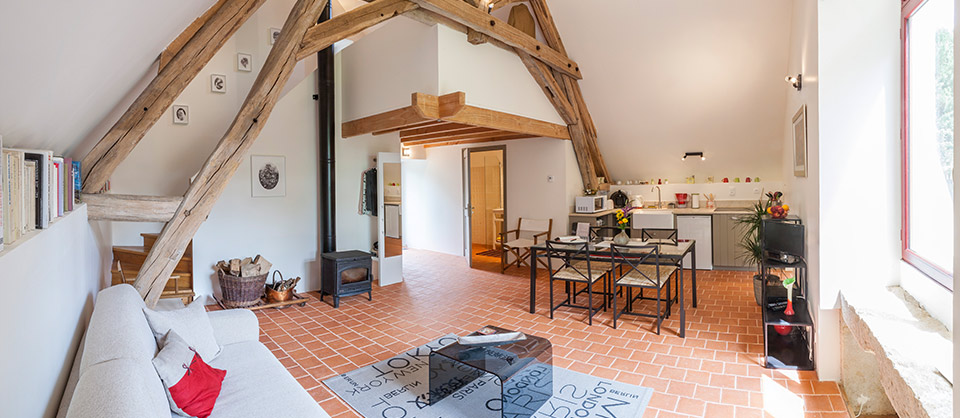 Flexible working space: inside the cottage,  